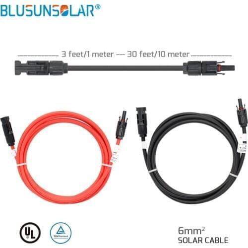 1PCS PV Solar Connector with 1-5 Meters 6mm2 (10AWG) PV Extension Cable For Solar Panel With Male and Female Connector