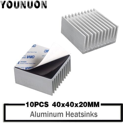 10Pcs 40x40x20mm Aluminum Heat Sink Cooler IC Heatsink Cooling Fin Radiator For CPU LED Power Component Cooling Accessories