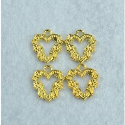 15pcs Gold color Hearts Charms Necklace Pendant Bracelet Jewelry Making Handmade Crafts diy Supplies 21*18mm A07
