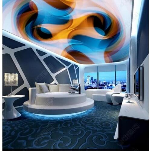 1833 3D Abstract Shape Printing stretch ceiling film for workshop ceiling decoration