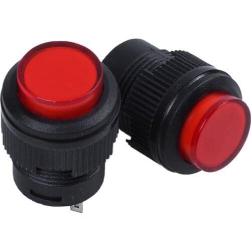 2 Pcs 4 Terminals Red LED Lamp Momentary Push Button Switch DC 3V