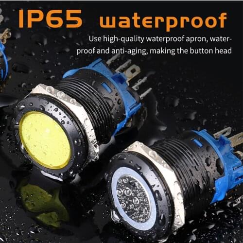22mm metal waterproof button switch with led electrical push button