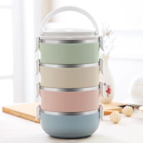 AHTOSKA 2/3/4 Layers Plastic Thermal Microwave Lunch Boxes Portable Food Container Stainless Steel Bento Suitable For Picnic