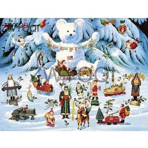DIY Diamond embroidery Cross stitch Santa Full Square Diamond painting Santa Snow Bear Full Round Diamond mosaic Santa Snow Bear