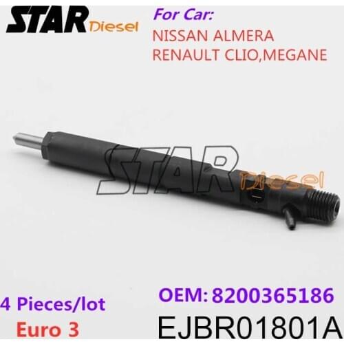 STAR Diesel 4 Pieces/lot Euro 3 Common Rail Fuel Injection EJBR01801A 8200365186 Auto Parts ForNISSAN ALMERA RENAULT CLIO,MEGANE