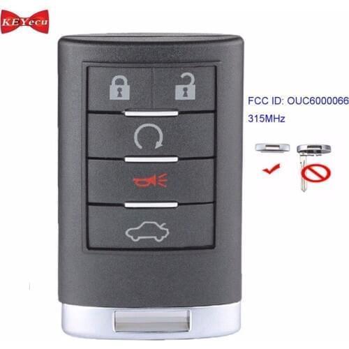 KEYECU for Cadillac CTS DTS Escalade 2008 2009 2010 2011 2012 2013 Remote Car Key Fob 5Btn 315MHz FCC: OUC6000066