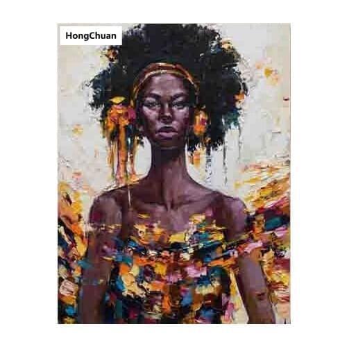 Fast delivery 5D diamond painting African beauty DIY mural square rhinestone mosaic round embroidery home decoration gift