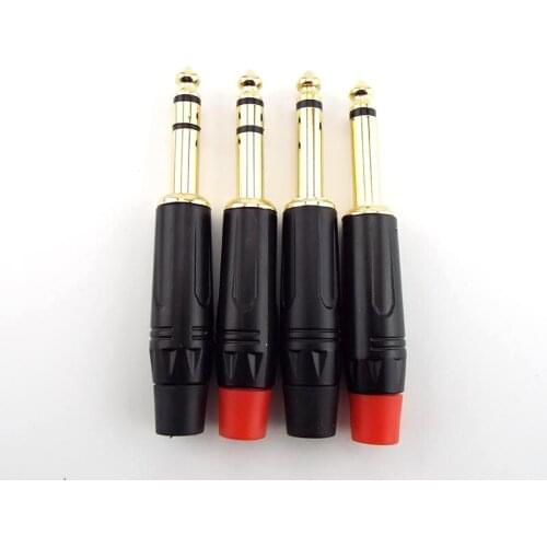 2 Pole Mono / 3 Pole Stereo Jack 6.35mm Connector Gold-Plated 6.5MM 1/4 Inch Plug Audio Microphone Cable Connector