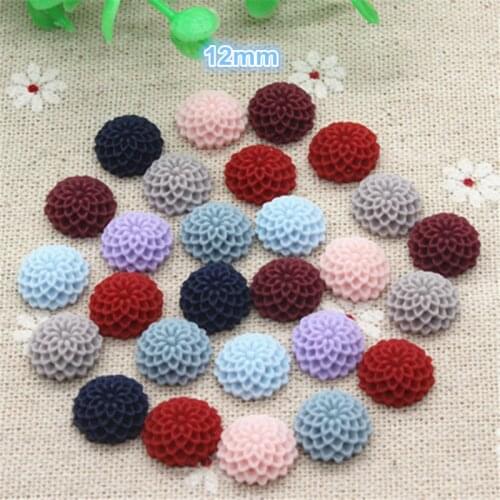 50PCS Mix Colors Cute Vintage Resin Dahlia Flowers Flatback Cabochon DIY Jewelry/Craft Scrapbooking,12mm