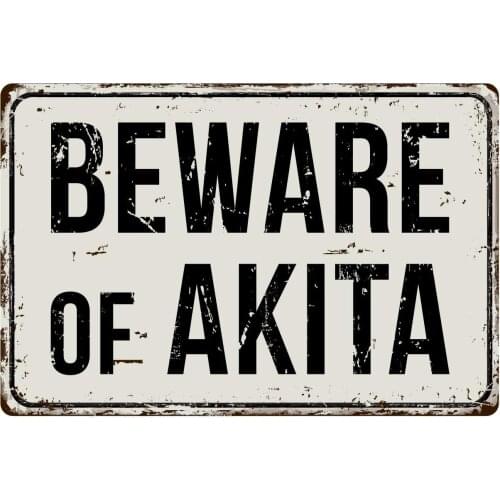 Deerts84VS Beware of Akita 8 x 12 Vintage Aluminum Retro Metal Sign
