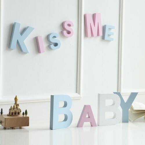 DIY Blue English wooden letters ornaments, window decoration shooting props for home wedding party decoration