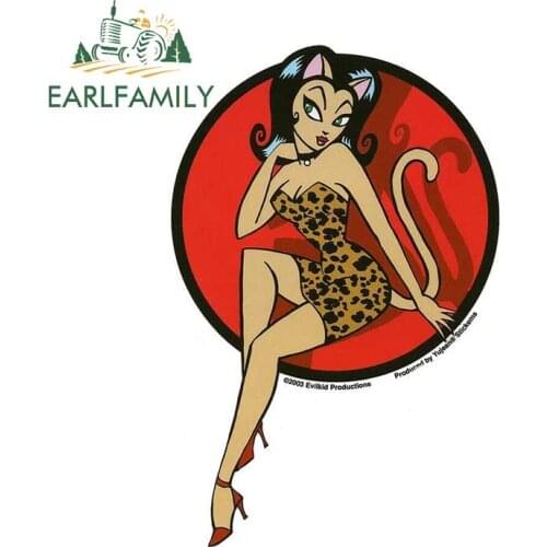 EARLFAMILY 13cm x 8.5cm Sexy Leopard Pinup Girl Scooter Vinyl Decal Window Bumper Decor Graphic Personality Car Stickers