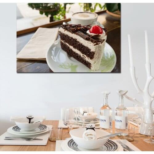 Cake Chocolate Circle Coffee Wall Art Canvas Painting Posters And Prints Wall Pictures For Living Room Baking Coffee Shop Décor