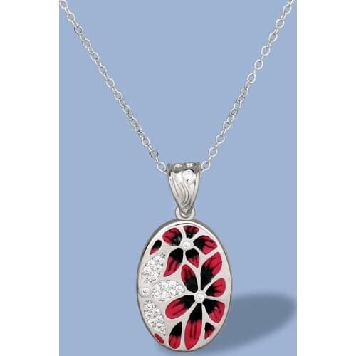 CIZEVA Exquisite Silver 925 CZ Pendant Necklace Ladies Trendy Red Enamel Leaves Necklaces with Chain Silver Party Jewelry