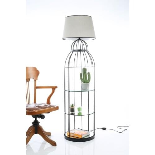 Bird Cage Metal Siyah Lambader Etajer