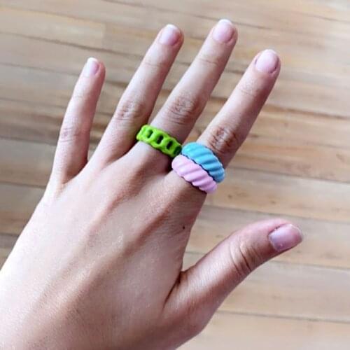 Lost Lady Summer Enamel Candy Color Rings for Women Open Adjustable Geometric Wide Finger Rings Wholesale Jewelry Dropshipping