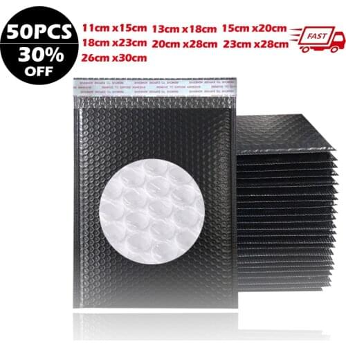 50PCS/Lot Bubble Envelope Bag Black PolyMailer Self Seal Mailing Bags Waterproof Shockproof Padded Envelopes For Jewels Shopping