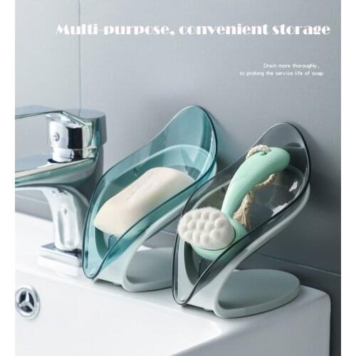 Creative Soap Box Leaf Shape Drain Soap Dish Holder Shower Storage Plate Case Bathroom Supplies Accessories