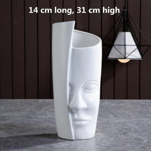 Creative Nordic ceramic half face vase, modern ceramic decoration artwork, home office restaurant bar desktop decoration gift