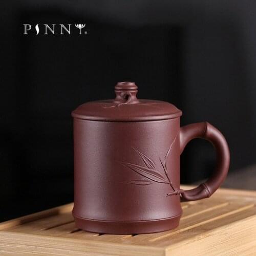 PINNY 440ml Purple Clay "Bamboo Festival" Tea Mug Yixing China Drinkware Natural Ore Purple Sand Mugs Traditional Chinese Teacup