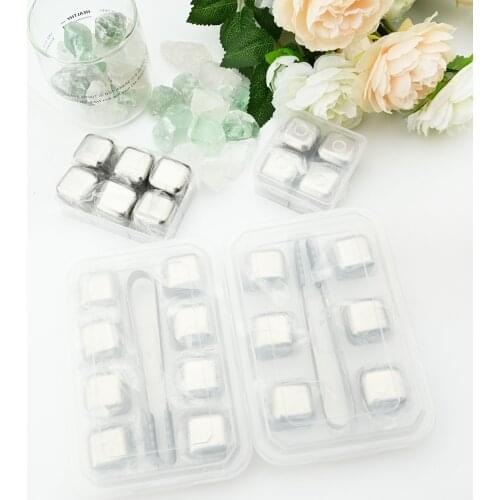 Whisky Stones Ice Cubes Set Reusable Food Grade 18/10 Stainless Steel Ice Cubes Beer Fast Cooling Cube Chilling Rock Party Tool