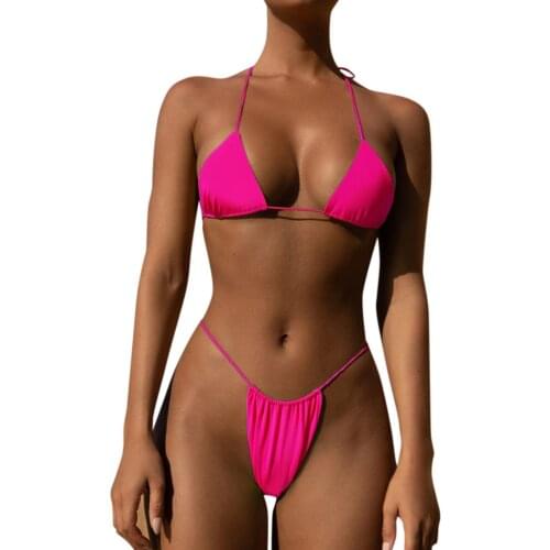 Swimsuit Women Neon Bandeau Bandage Bikini Set Push-up Brazilian Swimwear Beachwear Bikini 2021 Thong Maillot De Bain Femme