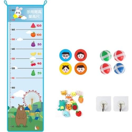 Height Chart Cartoon Wall Paper Growth Chart Stick Ball Toy for Baby Learning Interactive Brain Game Kid’s Room Decor 69HE
