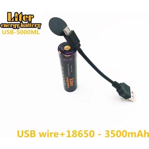 Liter energy battery USB 3.7V 18650 3500mAh Li-ion Rechargeable Battery LED Indicator USB 5000ML Intelligent battery +USB wire