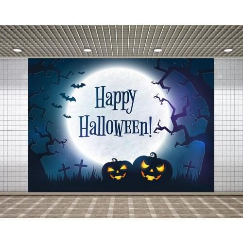 Lyavshi Halloween Photography Background Evil Pumpkin Face Bat Black Horror Halloween Party Studio Photography Background