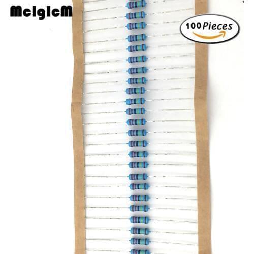 MCIGICM 100pcs 1/2W Metal film resistor 0.5 w 0.33R-2.2M ohm resistors 1K 10K 100K