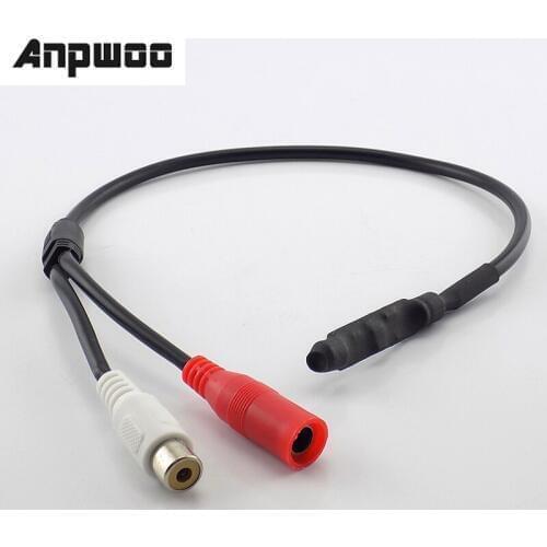 DC 12V Mini CCTV Microphone Pickup Sound Monitor Pickup Audio RCA Power Cable for Cctv IP Camera DVR System Video Surveillance