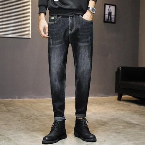 Mens Jeans casual cotton Denim straight cotton loose work long pants jeans blue black pants For 4 seasons TPK09