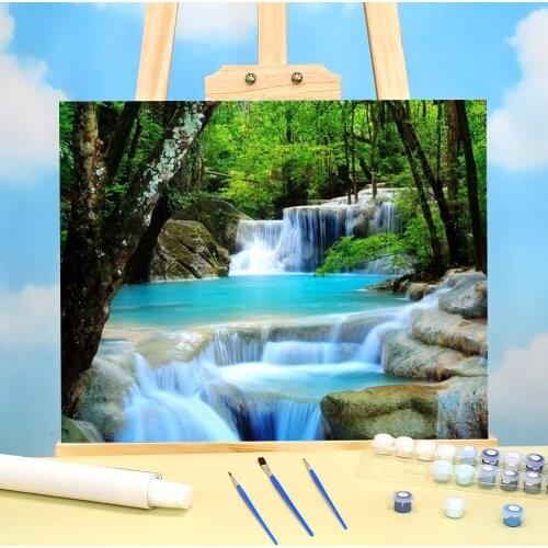 Waterfall Landscape Painting By Numbers Package Acrylic Paints 40*50 Paiting By Numbers Decorative Paintings Kids Drawing