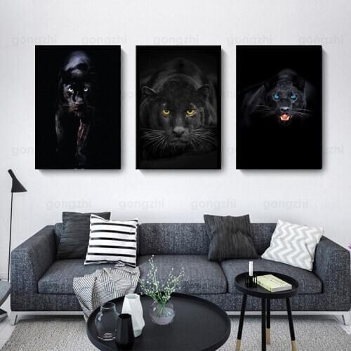 Modern Animal Wall Art Black Poster Black Panther Print Canvas Painting Home Decoration Living Room Bedroom Prints and Murals