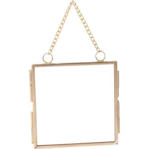 2020 New Creative DIY Chain Retro Metal Photo Frame High Translucent Glass Photo Frame Specimen Folder 2 Size Optional