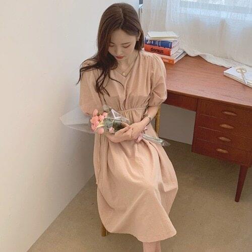 New Spring Dress Girls Boho Solid Female Vintage Dress Party Oversize Long Sleeve Women Dresses Robe Vestido