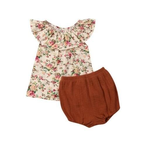 Toddler Girl Clothes Summer Newborn Infant Toddler Baby Girl Floral Tops Sleeveless Dress+Short Pants Summer Clothes