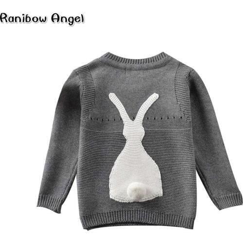 Autumn Baby Boys Girls Sweater Toddler Girls Jumper Knitwear Rabbit Long-Sleeve Pullover for Girls and Boys Childrens Clothing