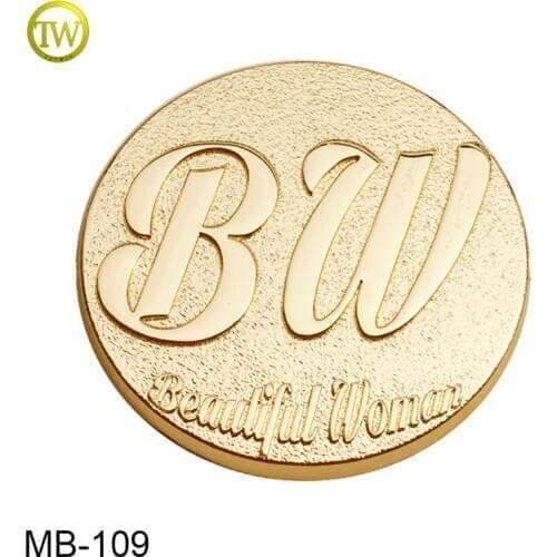 Custom Logo Embossed On Leather Metal logo Label Patch For Leather Bag