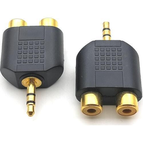 Gold plated Stereo Audio Splitter Y Adapter 3.5mm Stereo to RCA Female