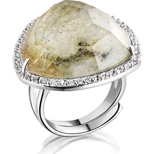 DORMITH real 925 sterling silver gemstone rings natural Labradorite weddings rings for women jewelry size can be rejustable