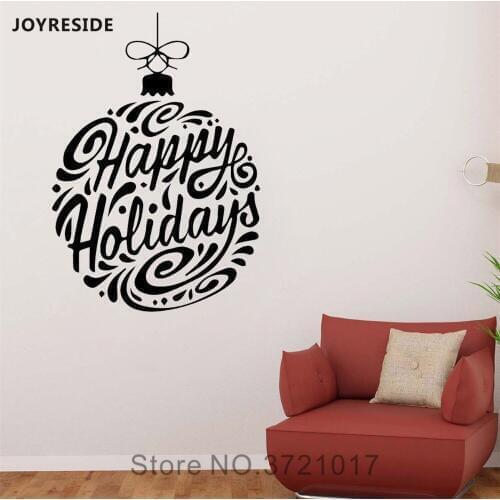 JOYRESIDE Christmas Ornament Wall Happy Holiday Decals Vinyl Sticker Home Decorations Living room Bedroom Design Art Mural A1610