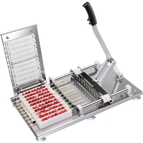 Manual Satay Skewer Machine BBQ Stainless Steel Mutton Kebab Lamb Skewer Tools Doner Kebab Meat Wear String Machine