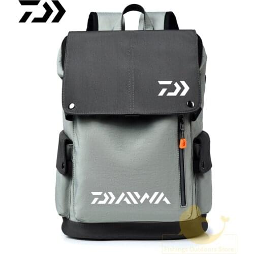Daiwa Backpack Mens Oxford Cloth Waterproof Travel Computer Backpack Outdoor Sport Shoulder Bag USB Charging Fishing Bag
