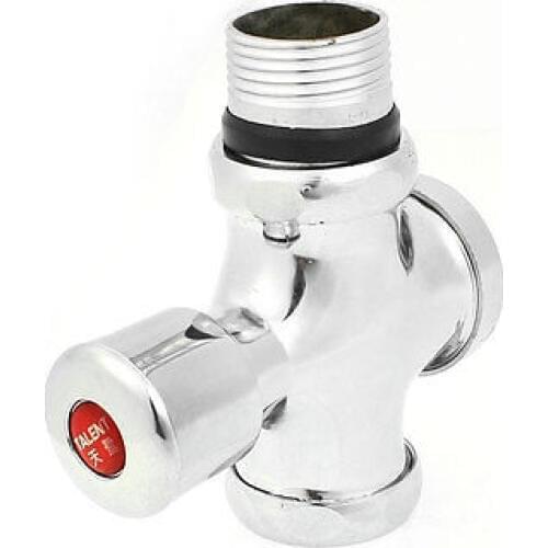 Silver Tone 32mm Male Thread Press Button Type Toilet Flush