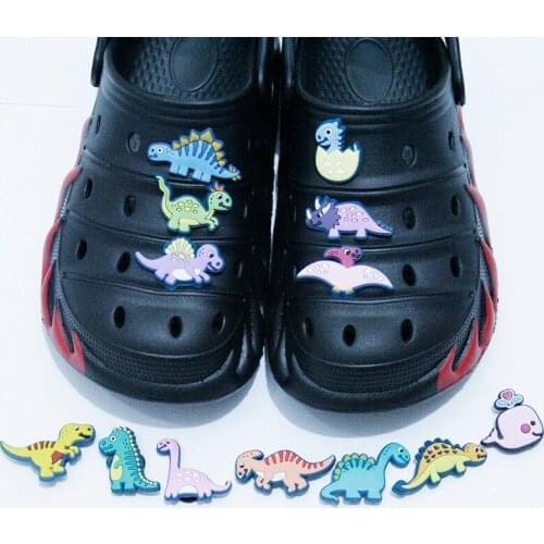 Cute 1pcs Shoe Accessories Novel Dinosaur Shoe Charms Garden Shoe Decoration for Buckle Kids X-mas Boy Gift Croc Jibz
