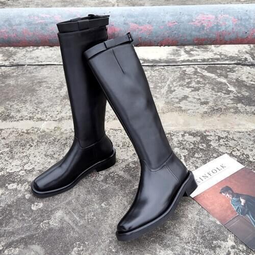 SKLFGXZY 2020 New Autumn/winter Womens knee boots Genuine leather Womens boots motorcyclists European brands handmade