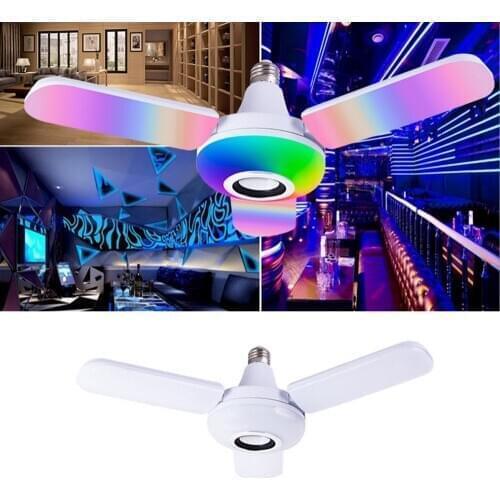 Smart E27 RGB Led Lamp With Bluetooth Speaker AC 85-265V Folding Bulb Adjustable Music Light Wireless LED Light Bulb 40W 50W