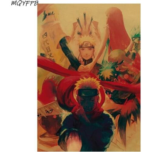 Japanese Animation A collection of Characters Kraft Paper Poster Home Bedroom Wall Decoration Painting Core 50.5x35cm