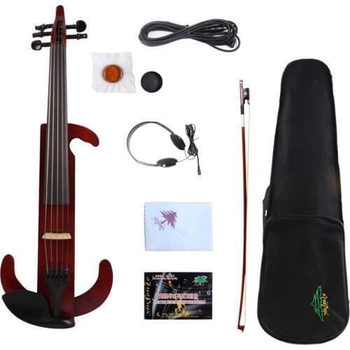 Yinfente Electric Silent Violin 4/4 Hand-made Wooden Body Sweet Tone Free Case Bow Cable#EV9